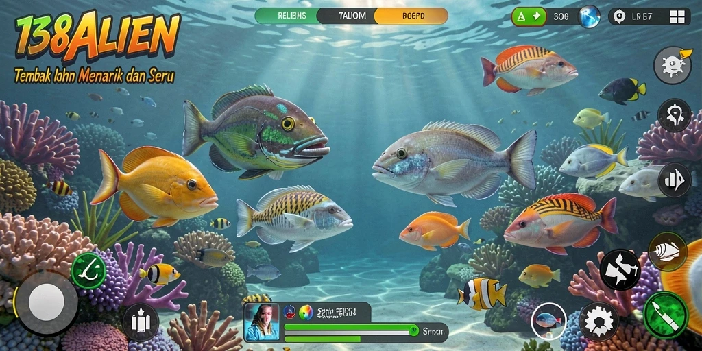 Tampilan gameplay seru dan menarik di 138ALIEN saat menembak ikan.