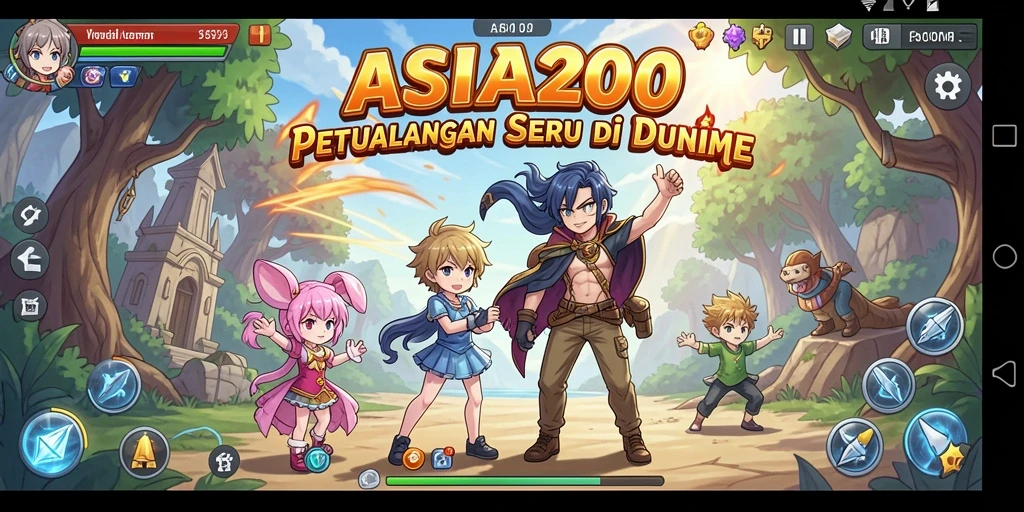Tampilan screenshot utama ASIA200 dengan aksi seru di dunia Anime.