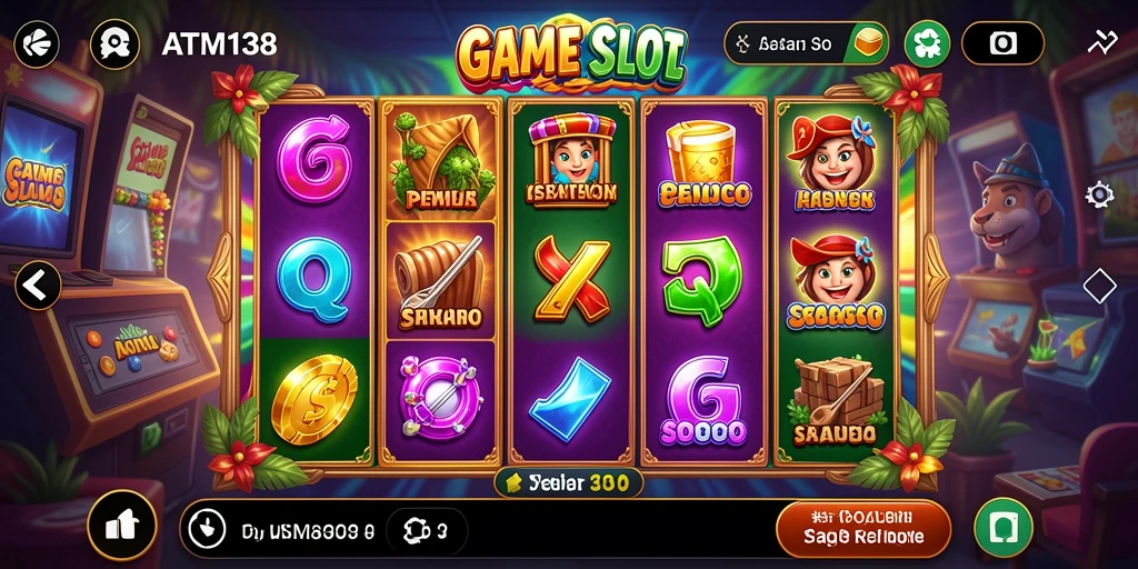 Screenshot gameplay ATM138 menunjukkan momen menarik saat memutar gulungan slot.