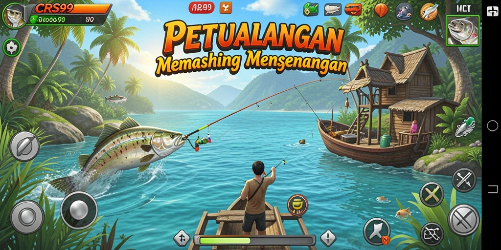 Tangkapan ikan besar di danau yang indah.