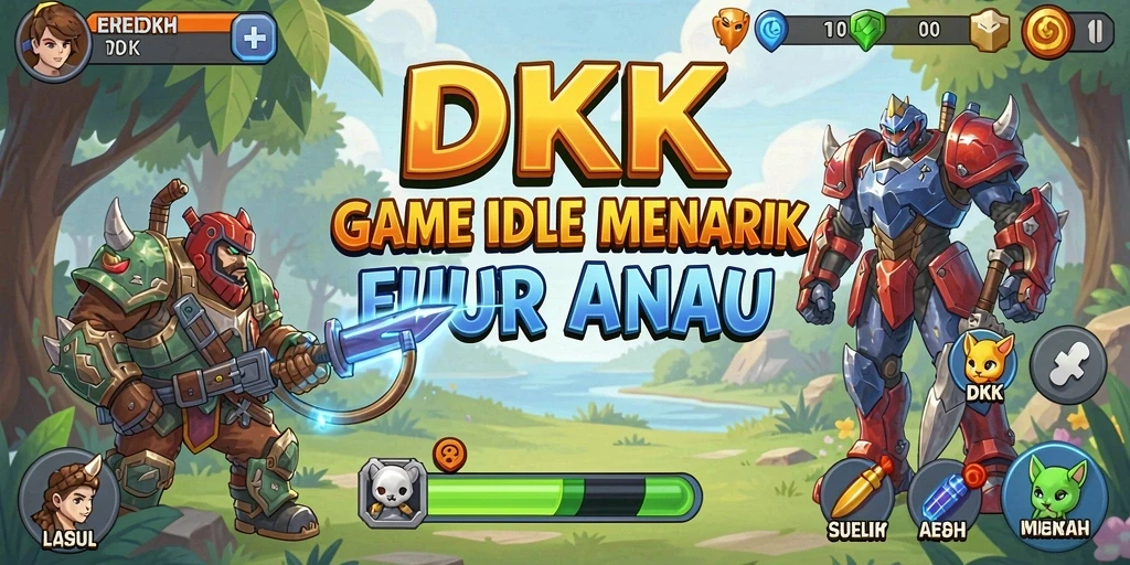 Screenshot gameplay DKK yang menunjukkan pengelolaan kerajaan Idle.