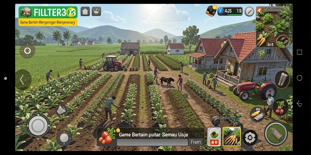 Tampilan menakjubkan dari gameplay bertani di FILTER303.