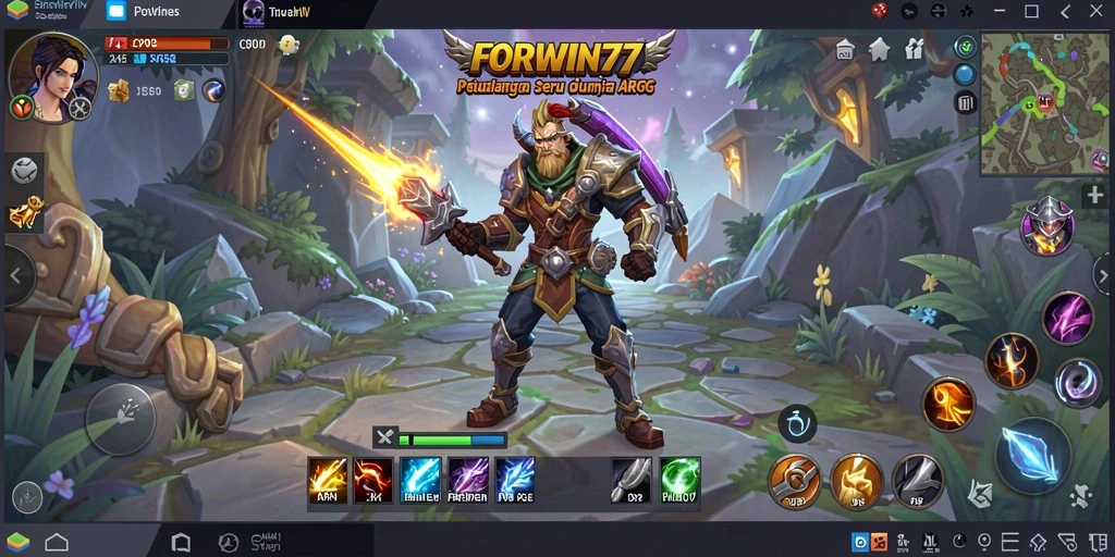 Tangkapan layar utama FORWIN77 menampilkan aksi seru dalam gameplay ARPG.