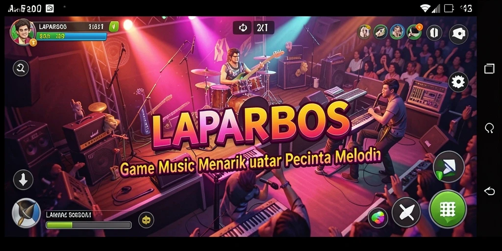 Tangkapan layar LAPARBOS menampilkan gameplay musik yang interaktif dan menyenangkan.
