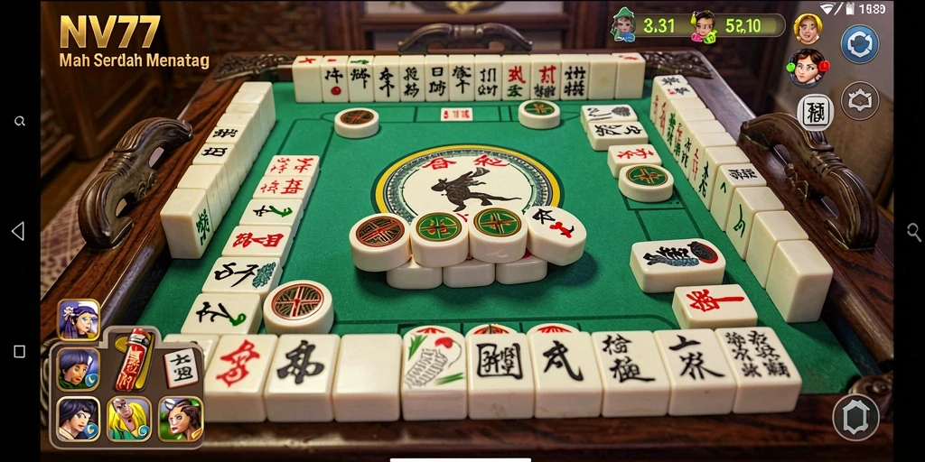 Tampilan gameplay NV77 yang menampilkan keseruan permainan Mahjong.