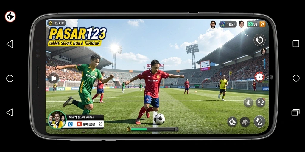 Screenshot PASAR123 menunjukkan aksi seru di lapangan sepak bola.