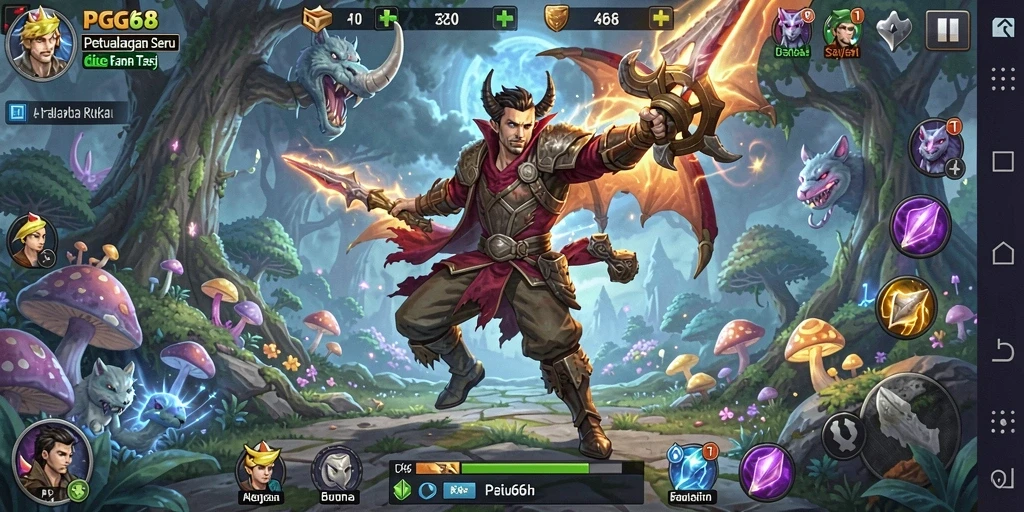 Screenshot utama PGG68 menampilkan aksi seru dalam gameplay Adventure.