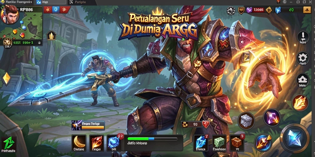 Tangkapan layar gameplay RP886 menunjukkan aksi pertarungan seru di dunia ARPG.