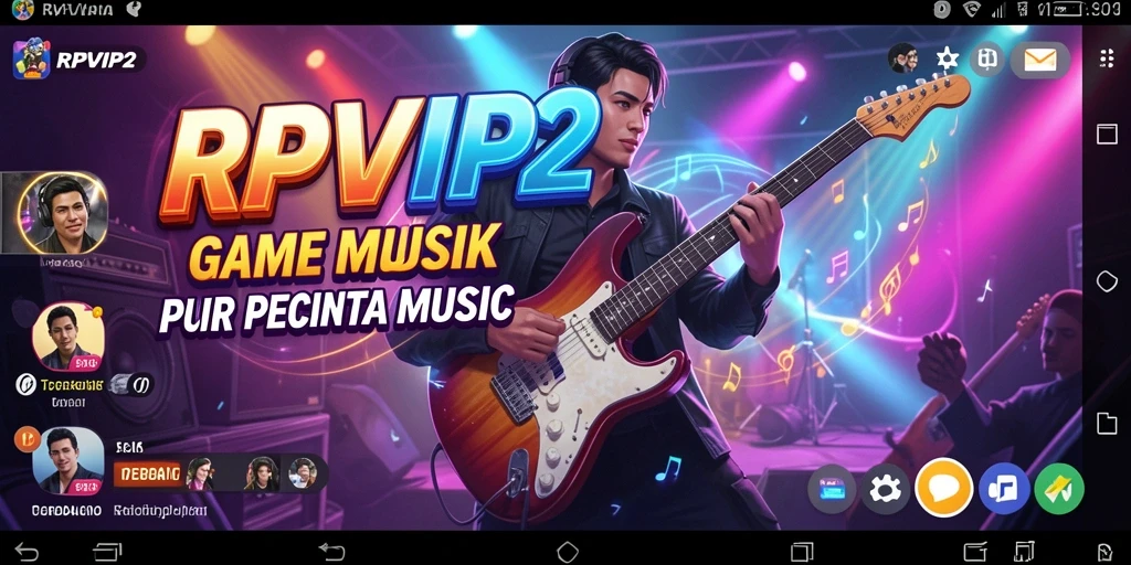 Tampilan gameplay seru dalam RPVIP2 dengan berbagai genre musik.
