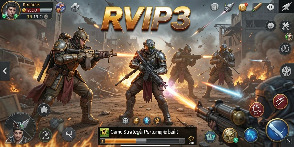 Screenshot gameplay RVIP3 yang menampilkan pertempuran strategis.