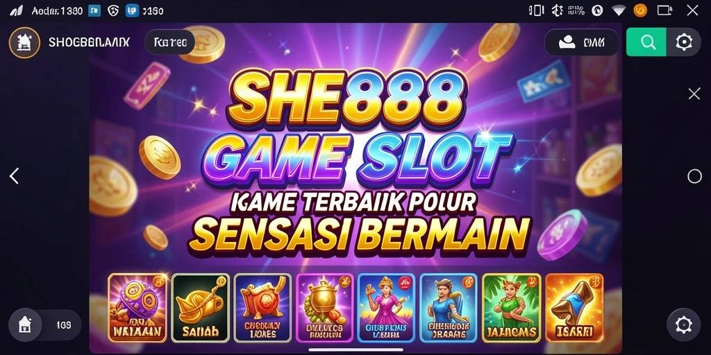 Tampilan gameplay menakjubkan di SHE888 dengan berbagai tema slot.