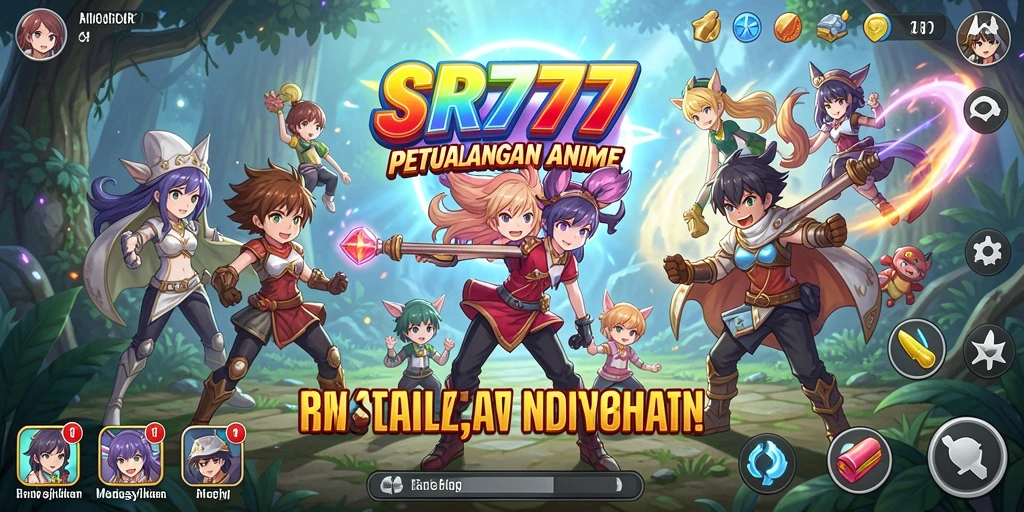 Tampilan gameplay dramatis dari SR777 dengan karakter anime yang menawan.