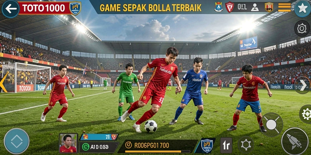 Tangkapan layar permainan TOTO1000 yang menampilkan aksi seru di lapangan.