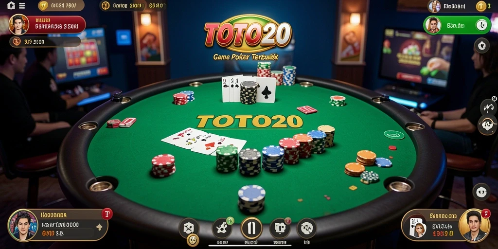 Screenshot gameplay TOTO20 menunjukkan aksi kompetitif dalam poker.