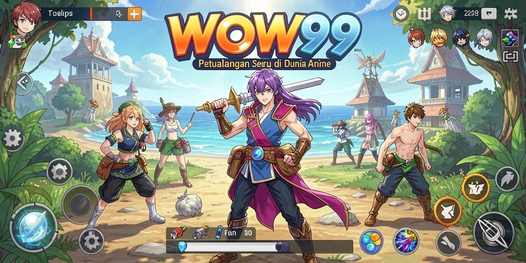 Screenshoot utama dari gameplay seru di WOW99 dengan karakter anime.